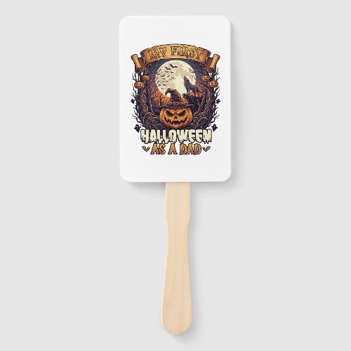 First Halloween As Dad Pumpkin Wolf Moon_1 Hand Fan