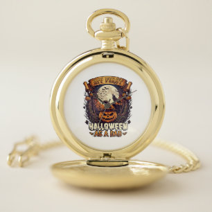 First Halloween As Dad Pumpkin Wolf Moon_1 Pocket Watch