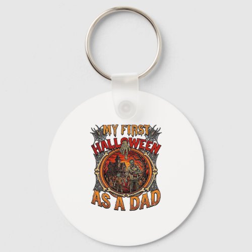 First Halloween As Dad Zombie Haunted House Gravey Keychain