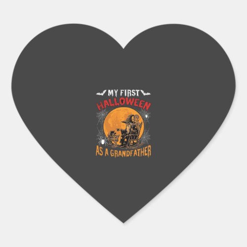 First Halloween As Grandfather Wizard Bat Moon_1 Heart Sticker