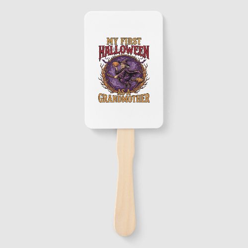 First Halloween As Grandmother Witch Pumpkin Bats_ Hand Fan