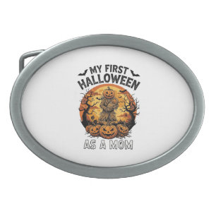 First Halloween As Mom Pumpkin Scarecrow Baby Moon Belt Buckle