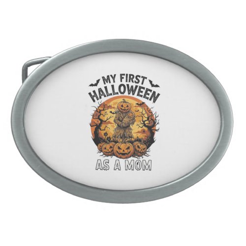 First Halloween As Mom Pumpkin Scarecrow Baby Moon Belt Buckle