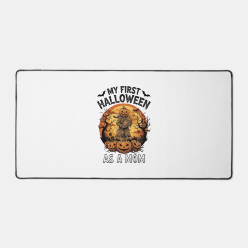 First Halloween As Mom Pumpkin Scarecrow Baby Moon Desk Mat