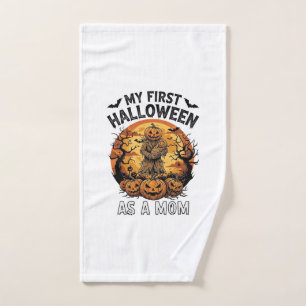 First Halloween As Mom Pumpkin Scarecrow Baby Moon Hand Towel