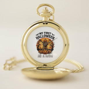 First Halloween As Mom Pumpkin Scarecrow Baby Moon Pocket Watch