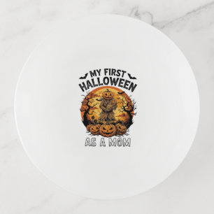 First Halloween As Mom Pumpkin Scarecrow Baby Moon Trinket Tray