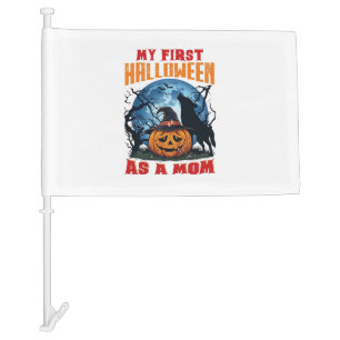 First Halloween As Mom Pumpkin Wolf Moon_1 Car Flag