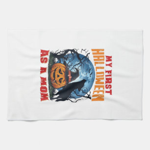 First Halloween As Mom Pumpkin Wolf Moon_1 Kitchen Towel