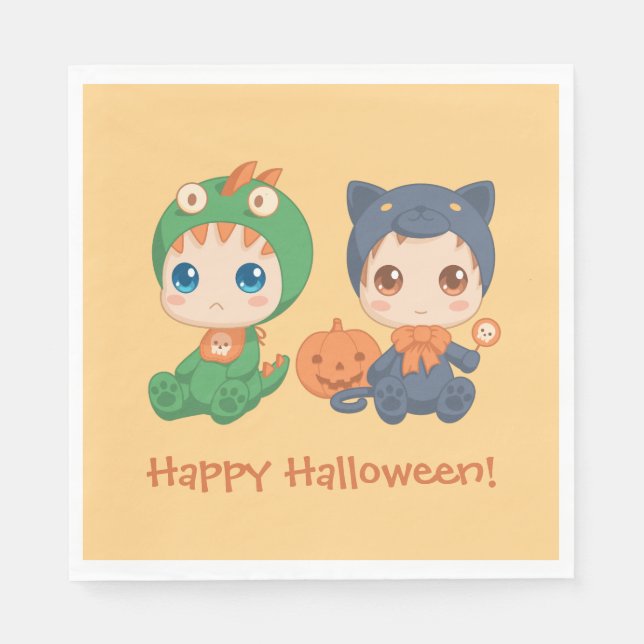 First Halloween Babies Black Cat Dragon Costume Napkins (Front)