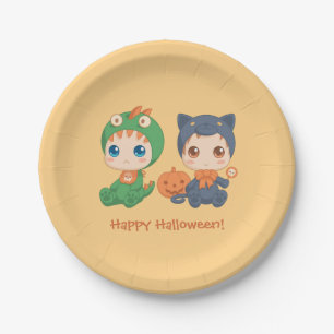 First Halloween Babies Black Cat Dragon Costume Paper Plates
