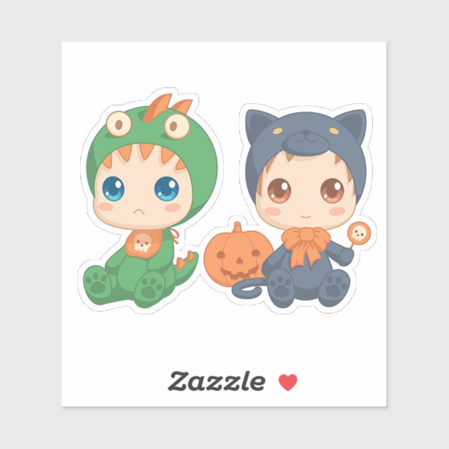 First Halloween Babies Black Cat Dragon Costume Sticker (Sheet)