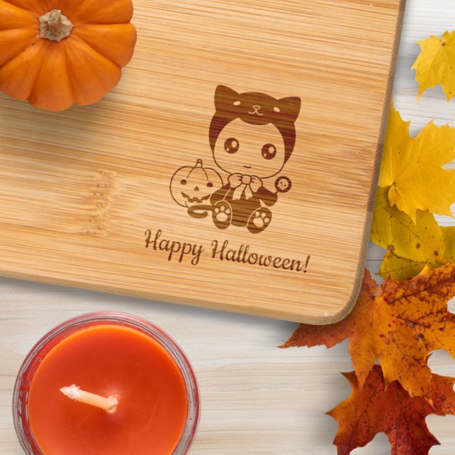 First Halloween Baby Black Cat Costume Engraved Cutting Board (Creator Uploaded)