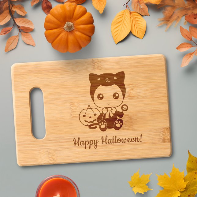 First Halloween Baby Black Cat Costume Full Engraved Cutting Board (Creator Uploaded)