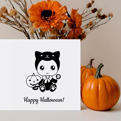 First Halloween Baby Black Cat Costume Rubber Stamp