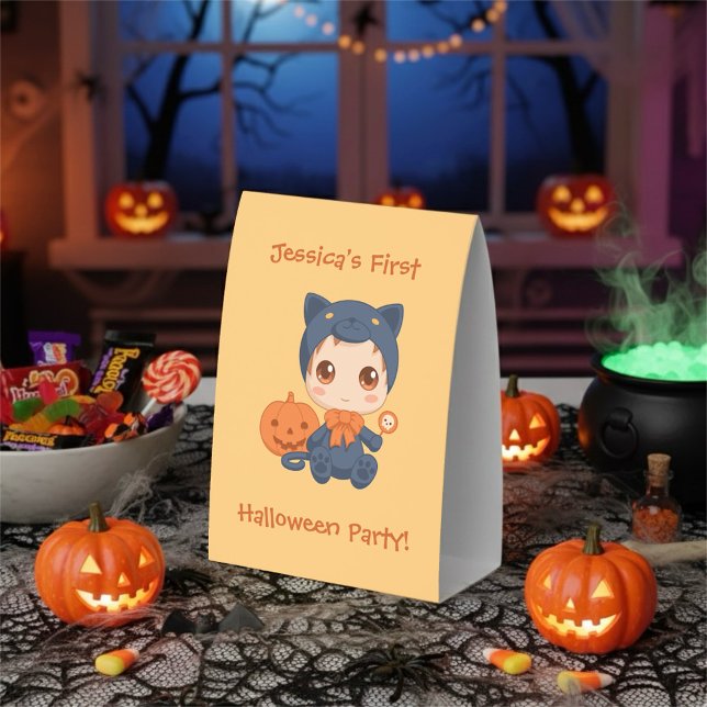 First Halloween Baby Black Cat Party Paper Table Tent (Creator Uploaded)
