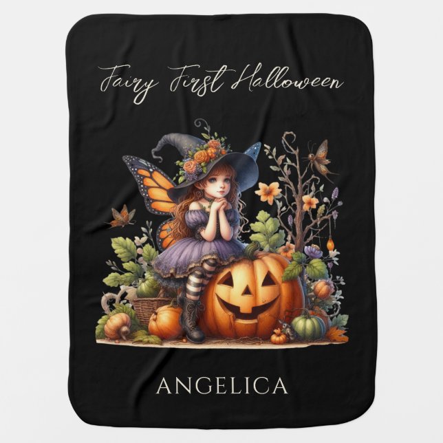 First Halloween Baby Burp Cloth Blanket (Front)