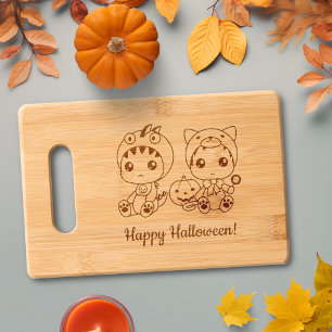 First Halloween Baby Cat Dragon Costume Engraved Cutting Board
