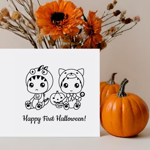 First Halloween Baby Cat Dragon Costume Rubber Stamp