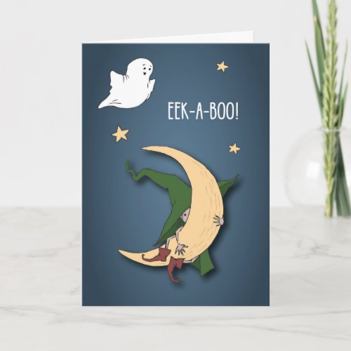First Halloween Baby Peek A Boo Witch with Ghost Card