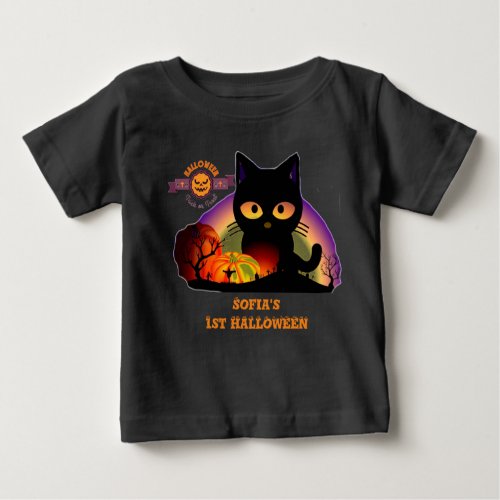 First Halloween Black Cat Toddler Baby T_Shirt
