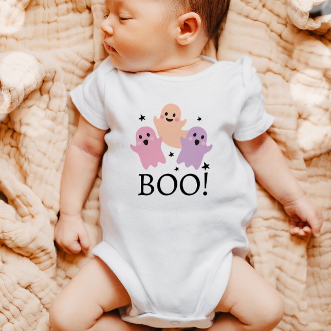 First Halloween Boo Cute Ghosts Pink Purple Girl Baby Bodysuit (Creator Uploaded)