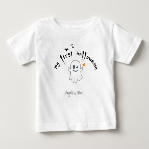 First Halloween Custom Cute Ghost Baby T_Shirt