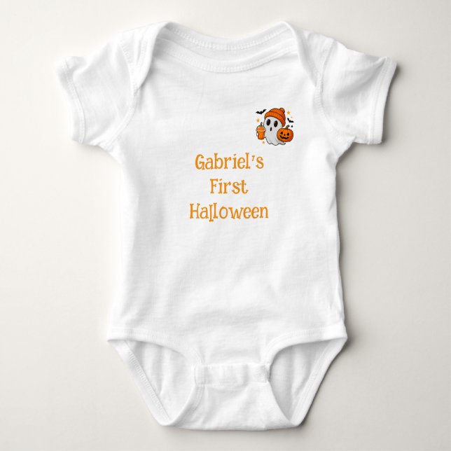 First Halloween Custom Name Boy/Girl Baby Bodysuit (Front)