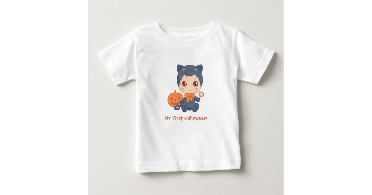 First Halloween Cute Baby Black Cat Costume Baby T Shirt Zazzle