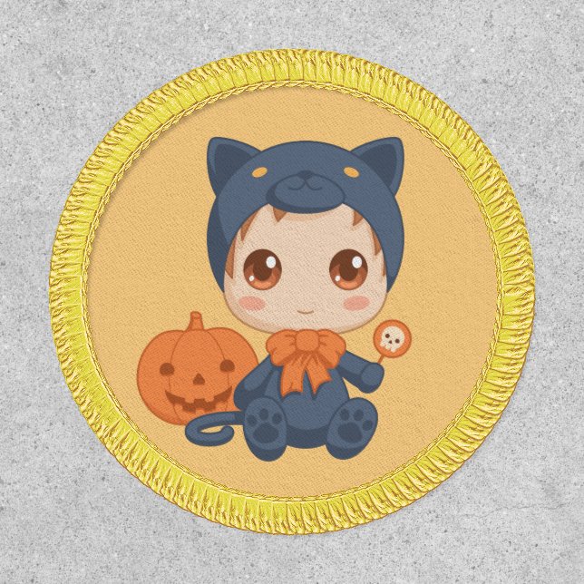 First Halloween Cute Baby Black Cat Costume Patch (Front)