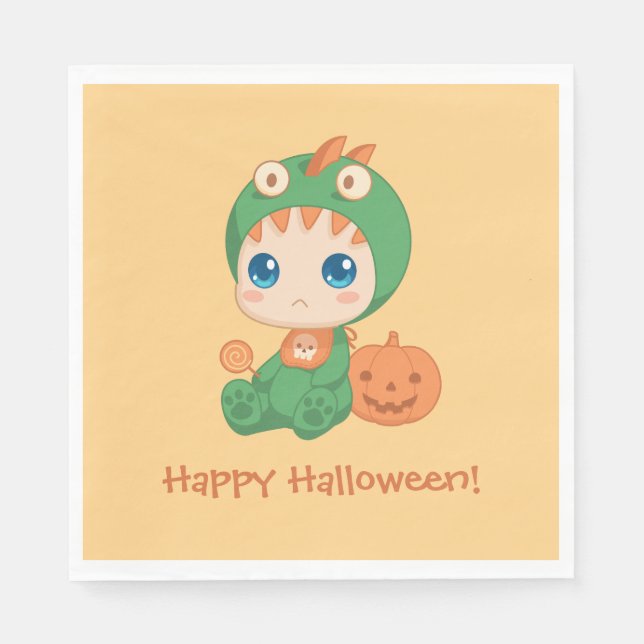 First Halloween Cute Baby Dragon Dinosaur Costume Napkins (Front)