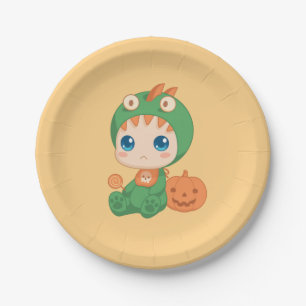 First Halloween Cute Baby Dragon Dinosaur Costume Paper Plates