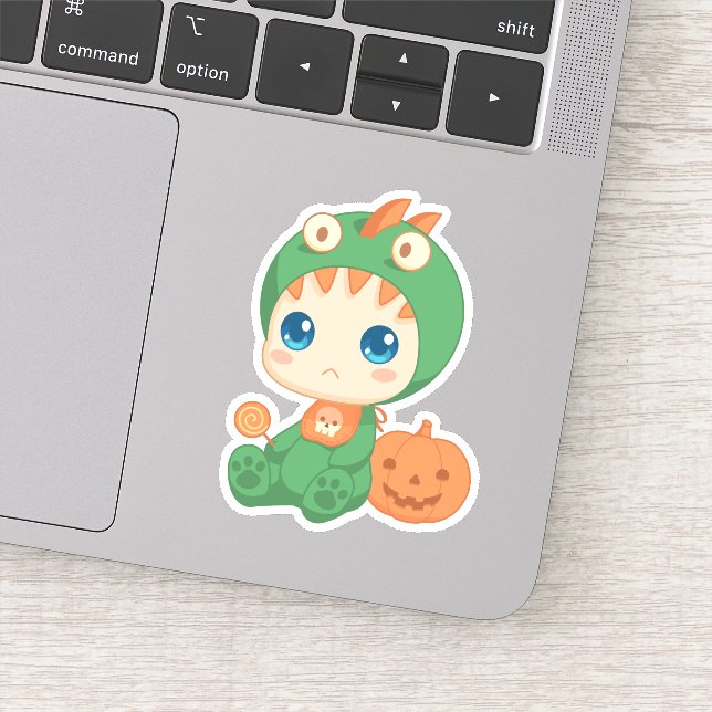 First Halloween Cute Baby Dragon Dinosaur Costume Sticker (Detail)