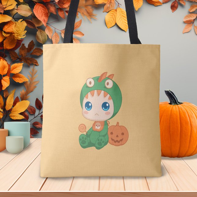 First Halloween Cute Baby Dragon Dinosaur Costume Tote Bag (Creator Uploaded)