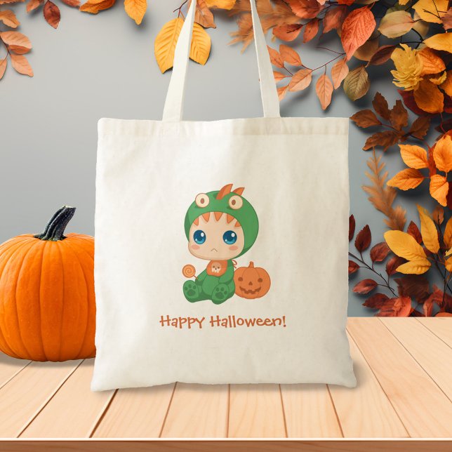 First Halloween Cute Baby Dragon Dinosaur Costume Tote Bag (Creator Uploaded)