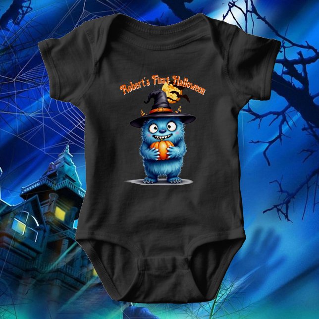 First Halloween Cute Monster Customize Name Baby Bodysuit (Creator Uploaded)