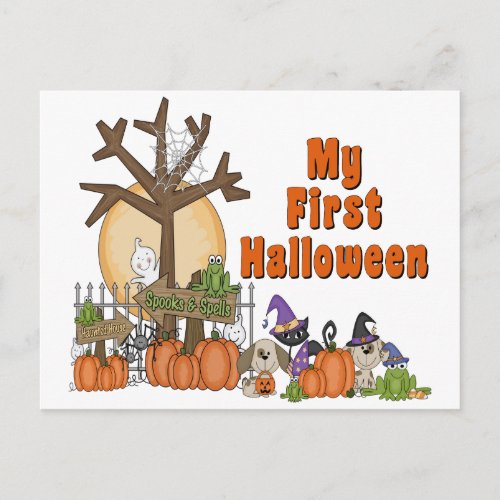 First Halloween Cute  Spooky Postcard