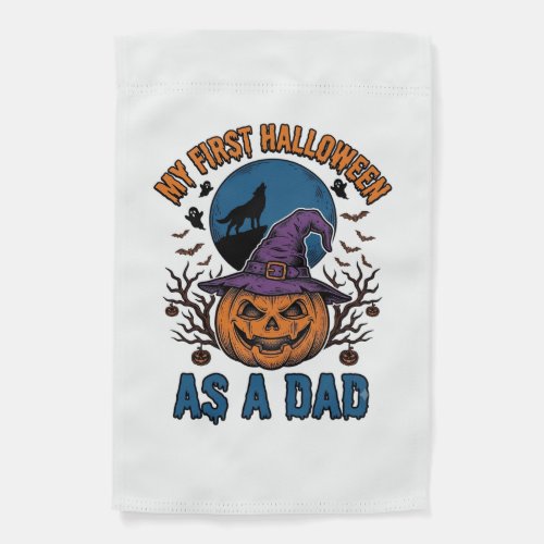 First Halloween Dad Vintage Pumpkin Wolf Shirt_1 Garden Flag