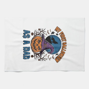 First Halloween Dad Vintage Pumpkin Wolf Shirt_1 Kitchen Towel