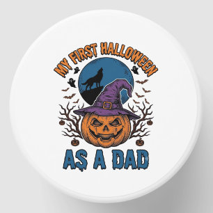 First Halloween Dad Vintage Pumpkin Wolf Shirt_1 Mini Candle Favors