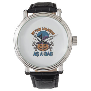 First Halloween Dad Vintage Pumpkin Wolf Shirt_1 Watch