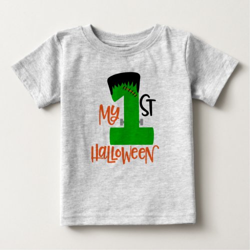 First Halloween Frankenstein Design Baby T_Shirt