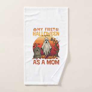 First Halloween Mom Ghost Tombstone Pumpkin_1 Hand Towel