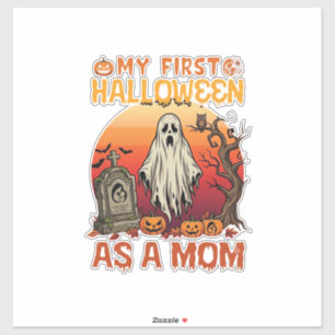 First Halloween Mom Ghost Tombstone Pumpkin_1 Sticker