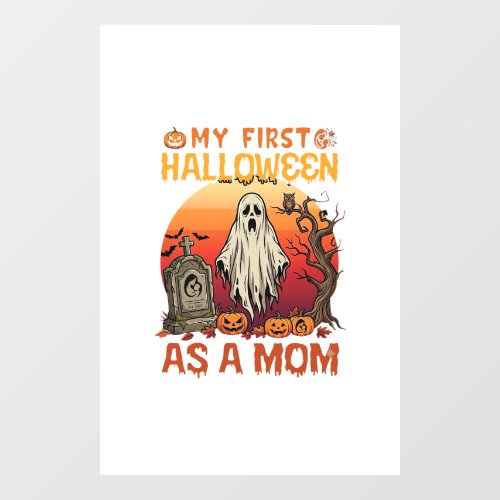 First Halloween Mom Ghost Tombstone Pumpkin_1 Window Cling