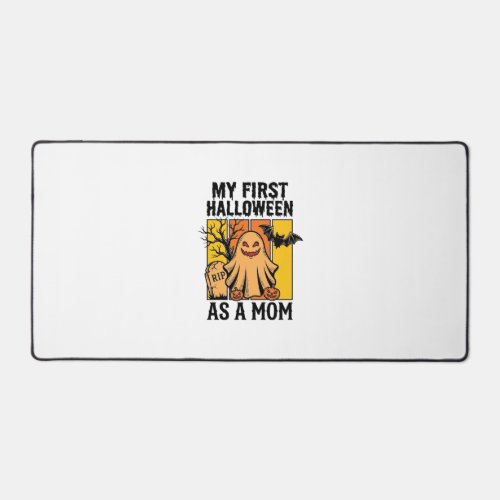 First Halloween Mom Shirt Vintage Ghost Design_1 Desk Mat