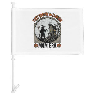 First Halloween Mom Vintage Engraving Haunted Witc Car Flag