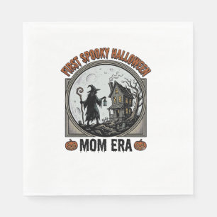 First Halloween Mom Vintage Engraving Haunted Witc Napkins