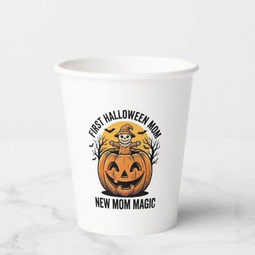 First Halloween Mom Vintage Pumpkin Bat Shirt_1 Paper Cups