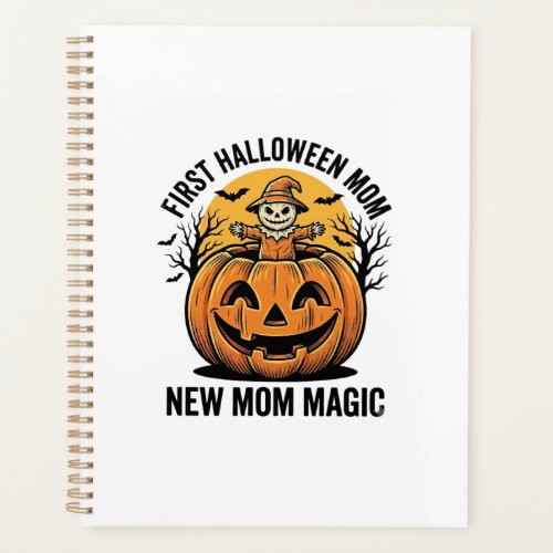 First Halloween Mom Vintage Pumpkin Bat Shirt_1 Planner
